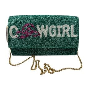 Green Beaded Cowgirl Clutch